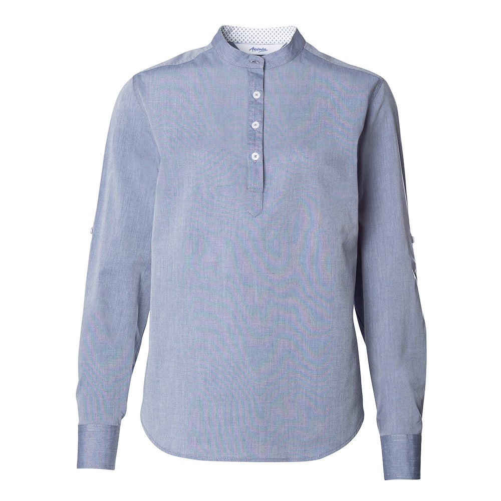 Mens Chambray Stand Up Collar Shirt